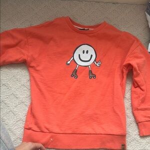 Cheerful Orange Kids Sweatshirt with Smiley Graphic